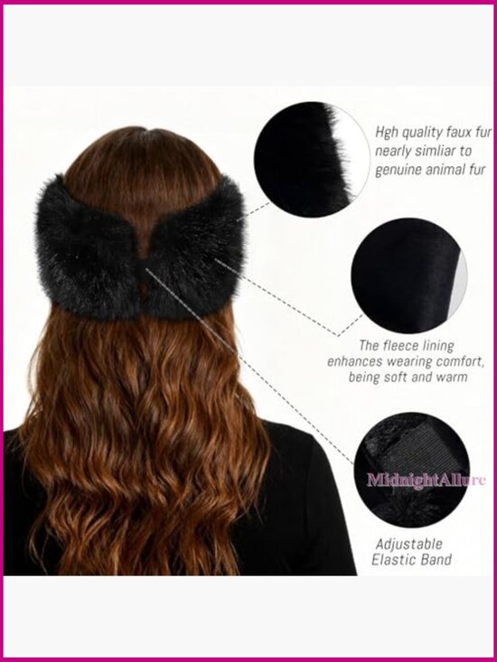 Faux Fur Headband with Stretch Ear Warmer for Women Winter Hat Earmuff main image 4